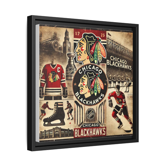 "Vintage Chicago Blackhawks"  - Matte Canvas, Framed