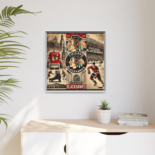 "Vintage Chicago Blackhawks"  - Matte Canvas, Framed