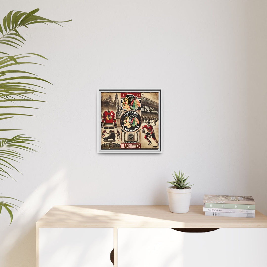 "Vintage Chicago Blackhawks"  - Matte Canvas, Framed