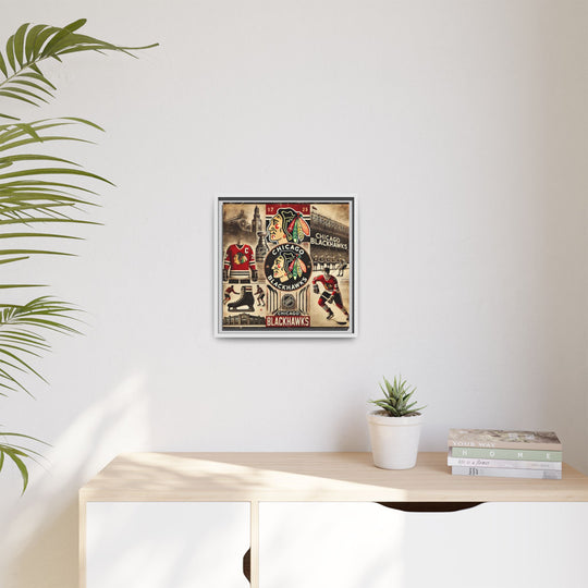 "Vintage Chicago Blackhawks"  - Matte Canvas, Framed