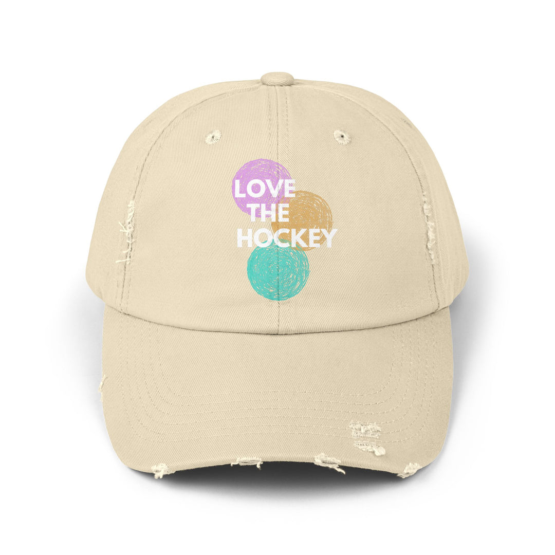 "Love The Hockey" -  Distressed Cap