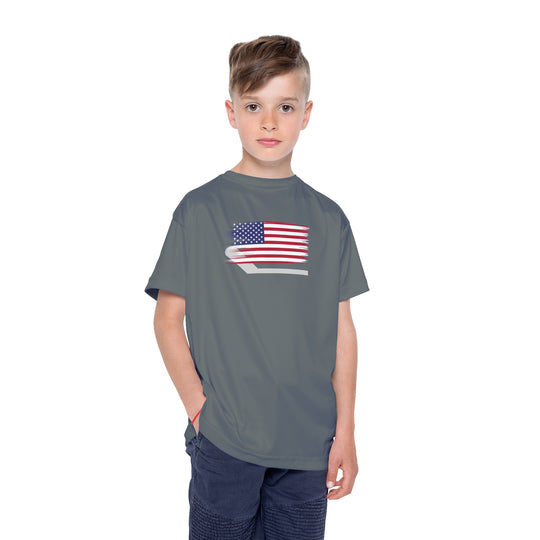 "USA Flag Stick" - Kids Sports T-Shirt