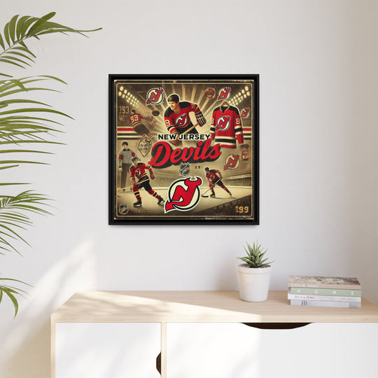 "Vintage New Jersey Devils"  - Matte Canvas, Framed