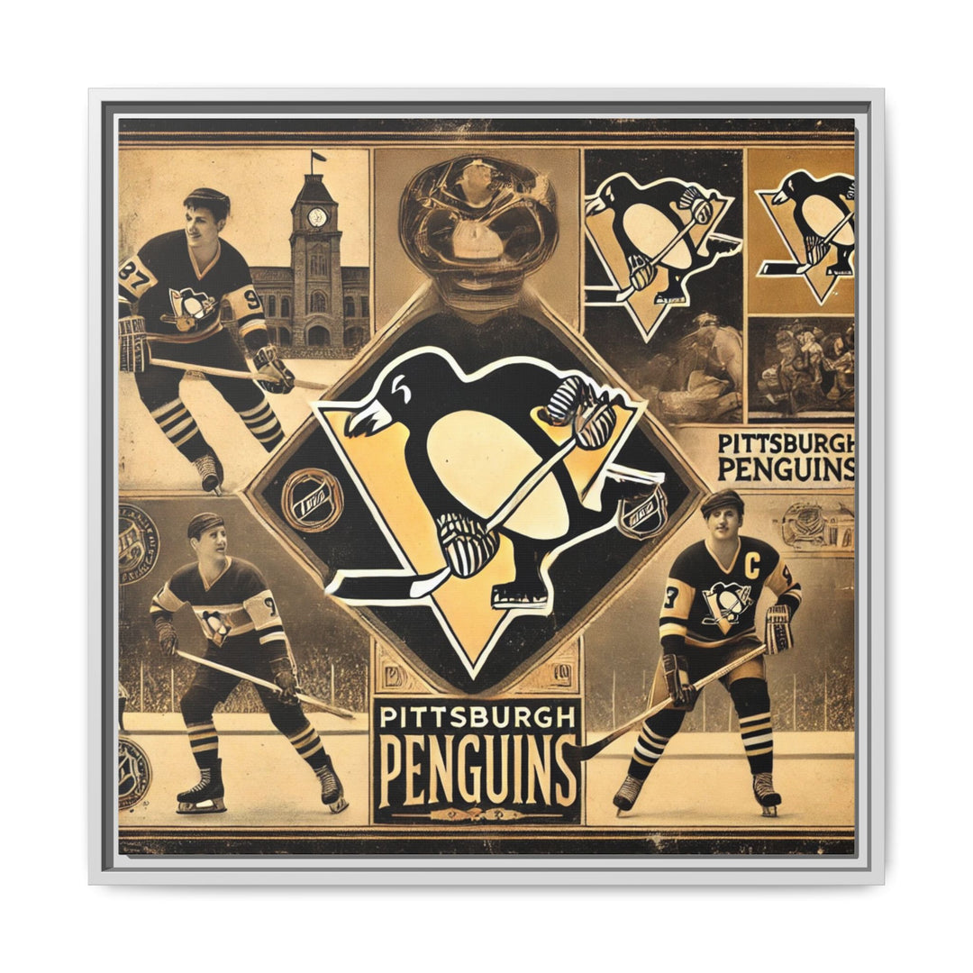 "Vintage Pittsburgh Penguins"  - Matte Canvas, Framed