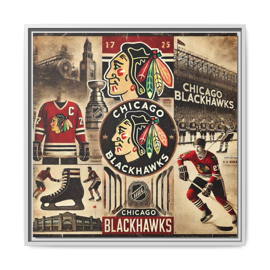 "Vintage Chicago Blackhawks"  - Matte Canvas, Framed