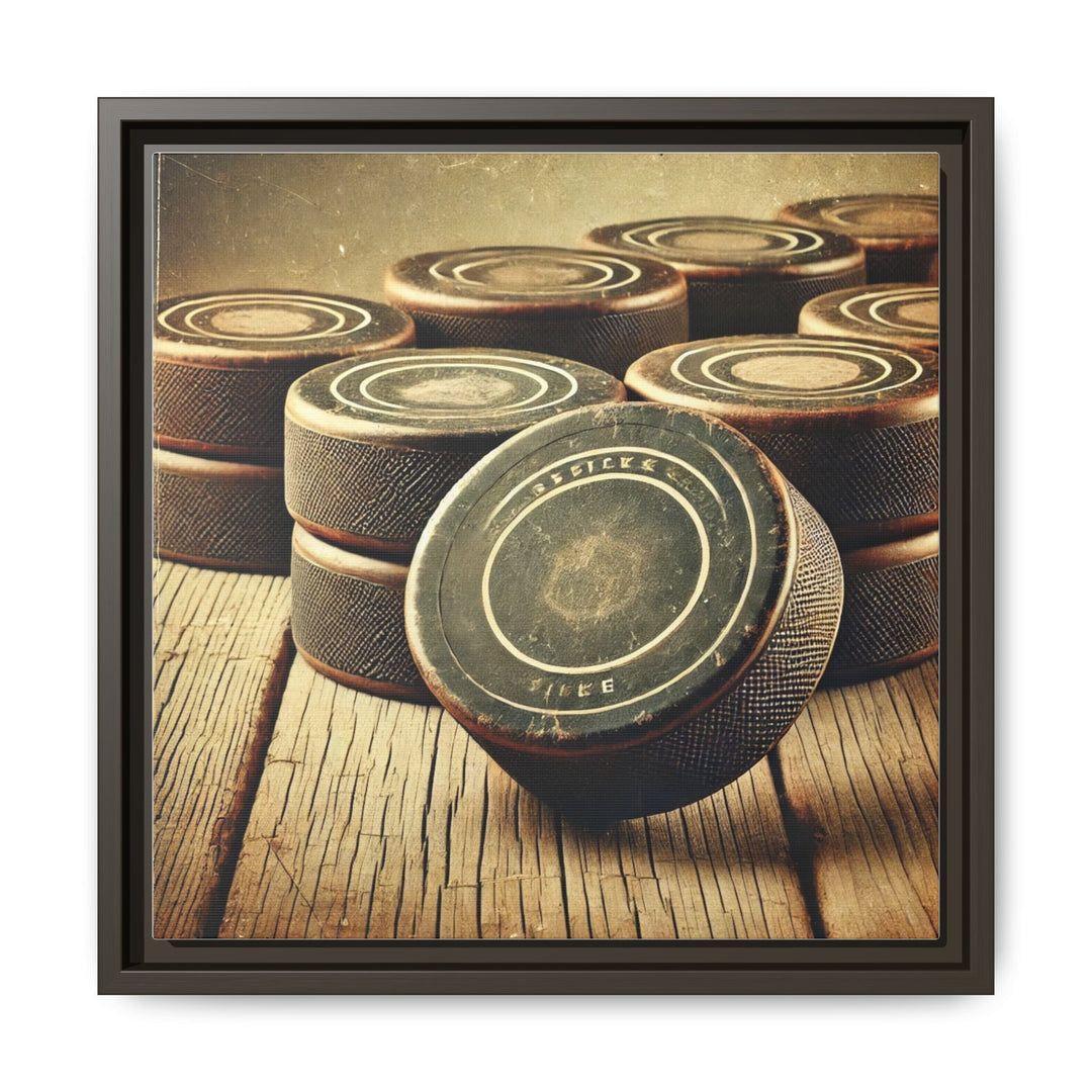 "Vintage Pucks"  - Matte Canvas, Framed