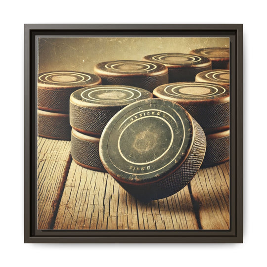 "Vintage Pucks"  - Matte Canvas, Framed