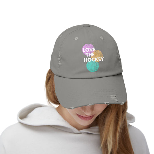 "Love The Hockey" -  Distressed Cap