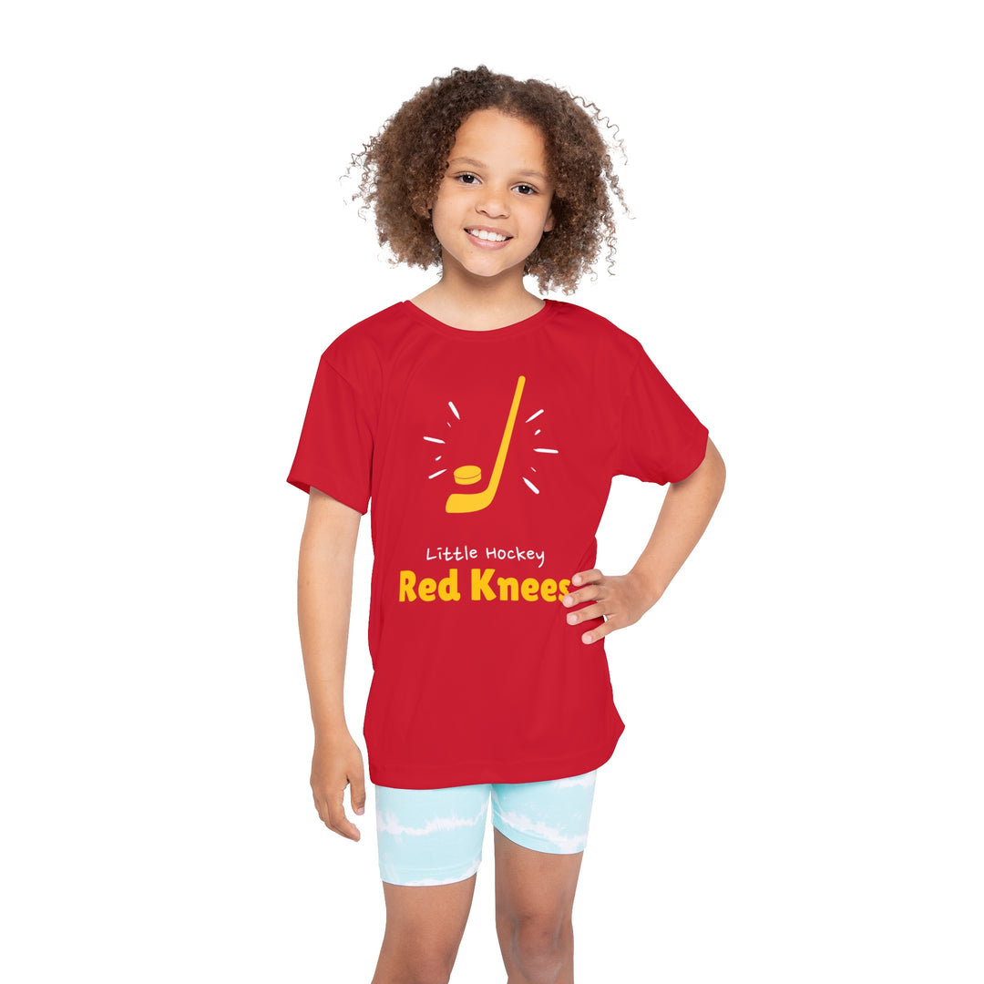 "Little Hockey Red Knees" - Kids Sports T-Shirt