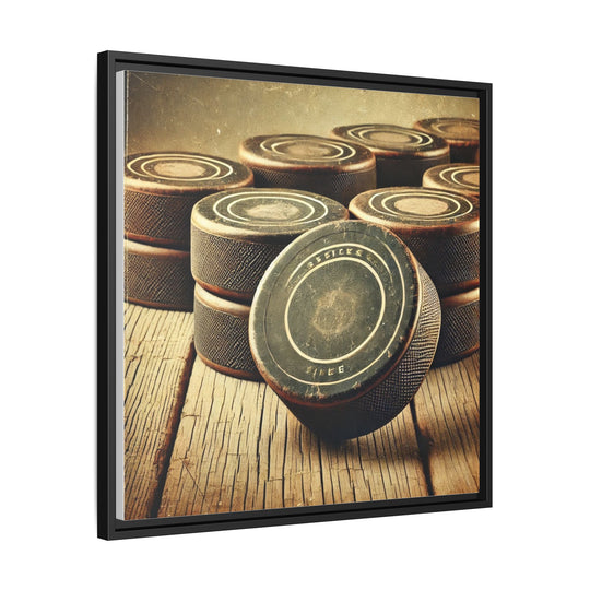 "Vintage Pucks"  - Matte Canvas, Framed