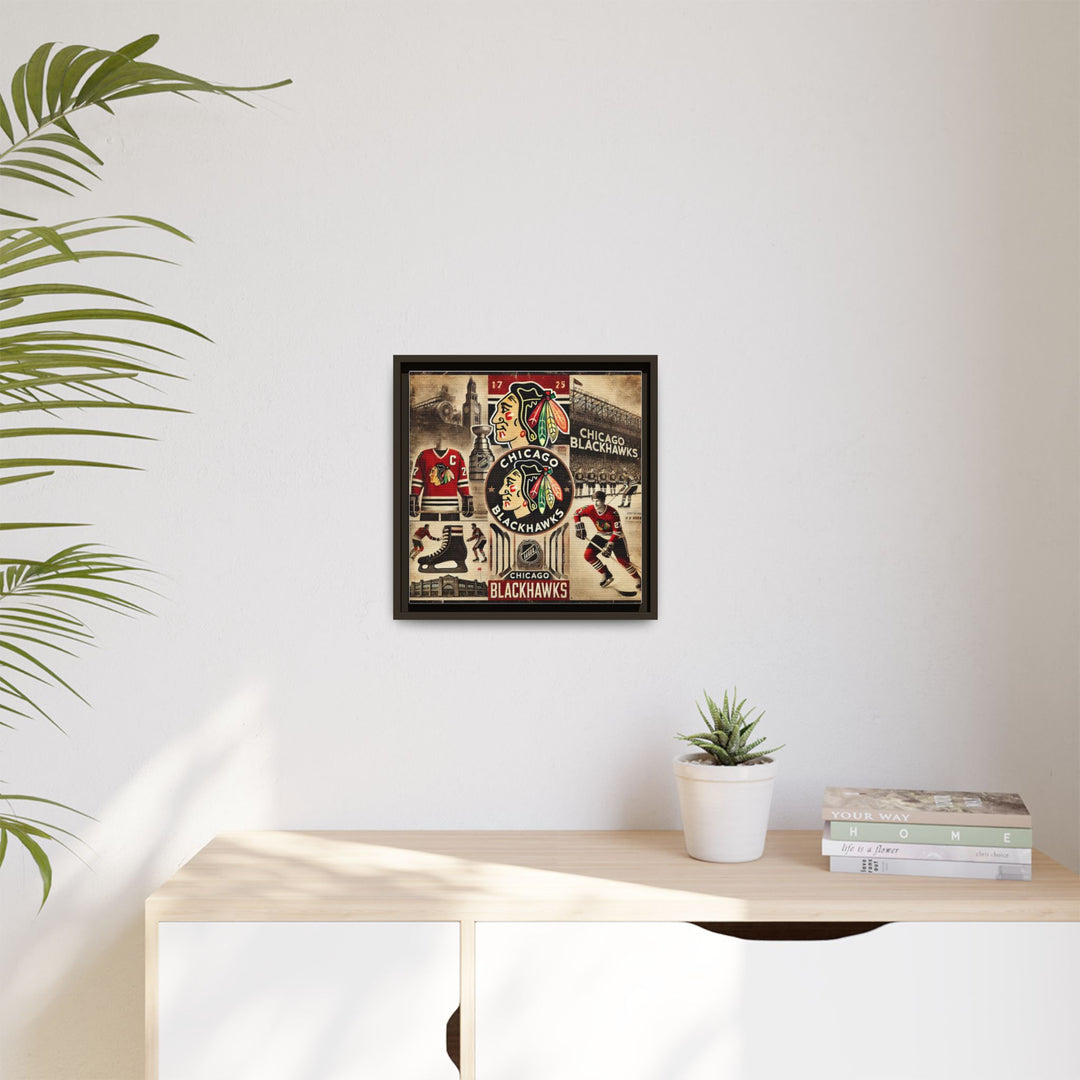 "Vintage Chicago Blackhawks"  - Matte Canvas, Framed