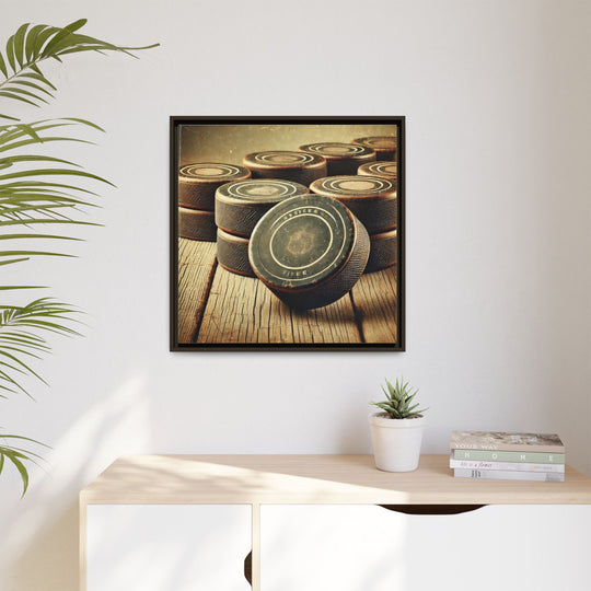 "Vintage Pucks"  - Matte Canvas, Framed