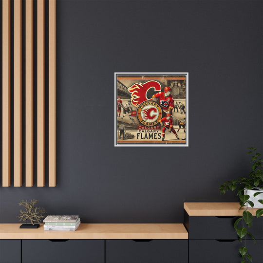 "Vintage Calgary Flames"  - Matte Canvas, Framed