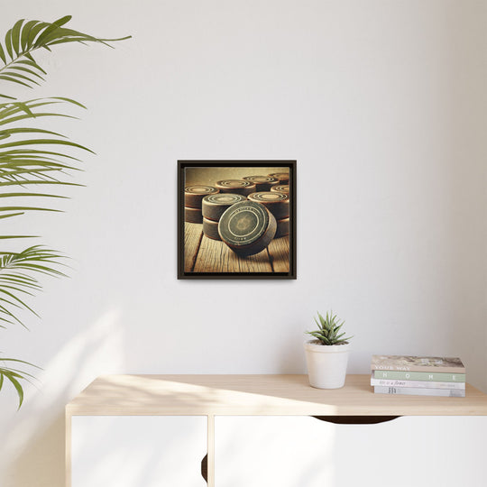"Vintage Pucks"  - Matte Canvas, Framed