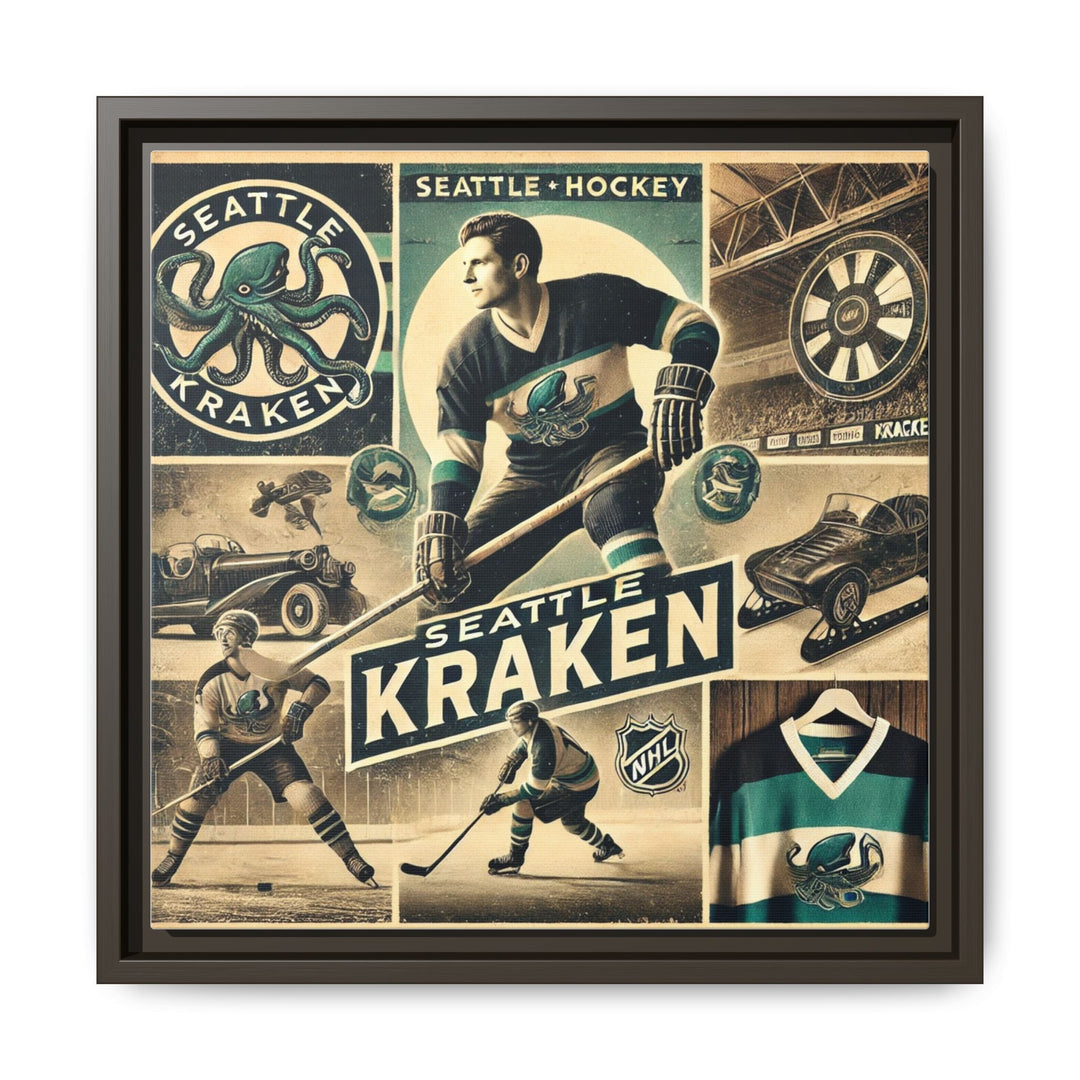 "Vintage Seattle Kraken"  - Matte Canvas, Framed
