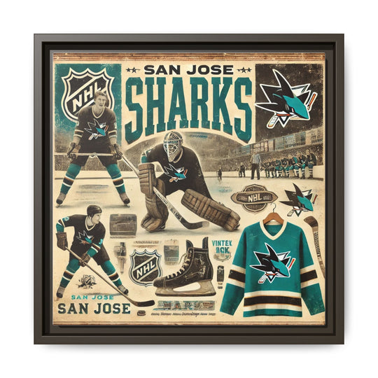 "Vintage San Jose Sharks"  - Matte Canvas, Framed