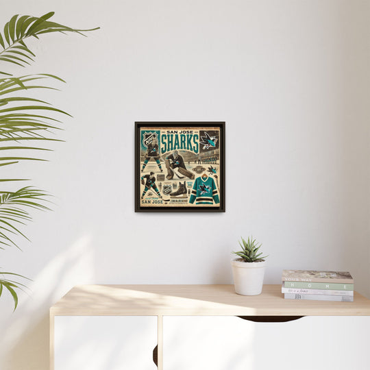 "Vintage San Jose Sharks"  - Matte Canvas, Framed