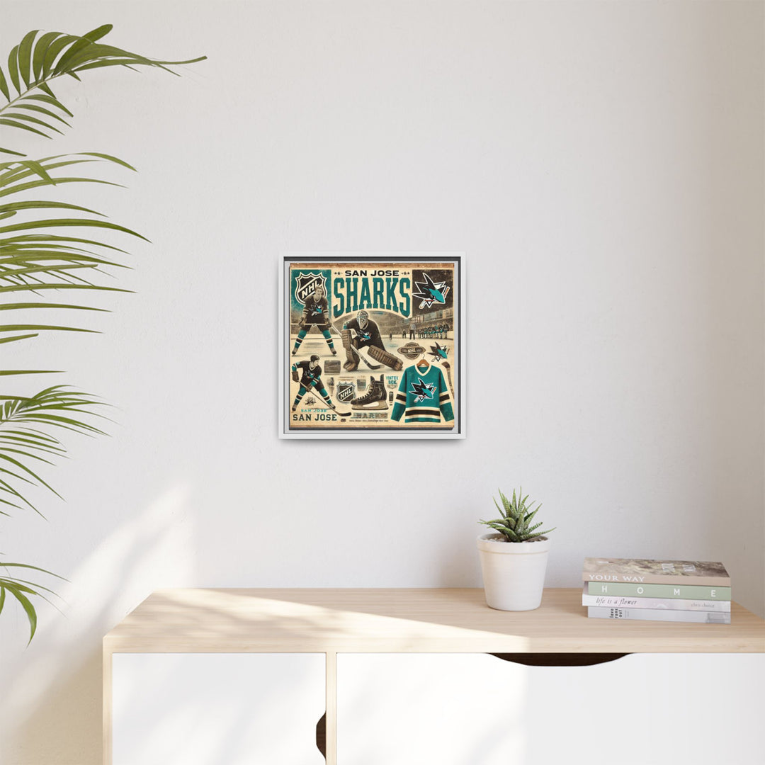"Vintage San Jose Sharks"  - Matte Canvas, Framed