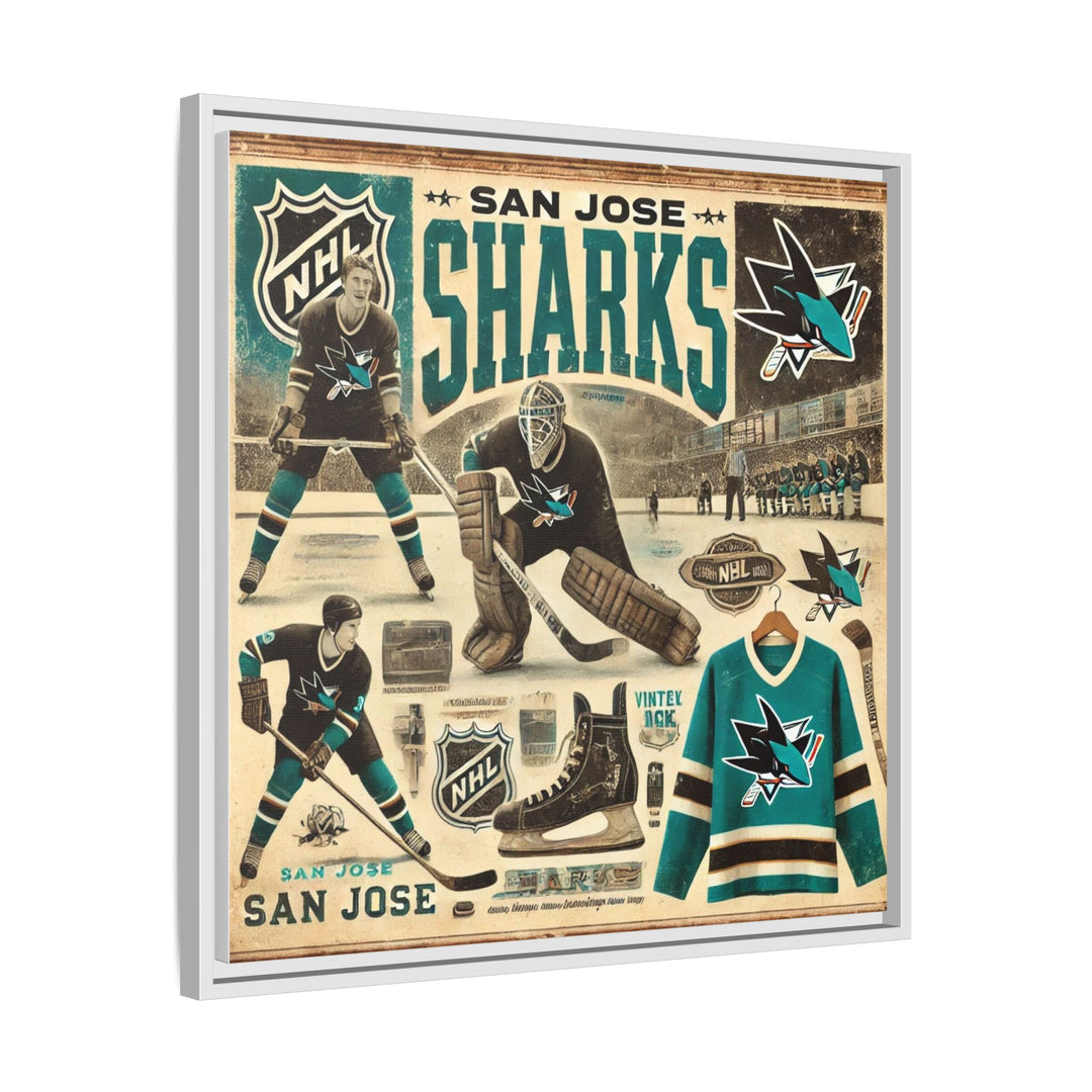 "Vintage San Jose Sharks"  - Matte Canvas, Framed