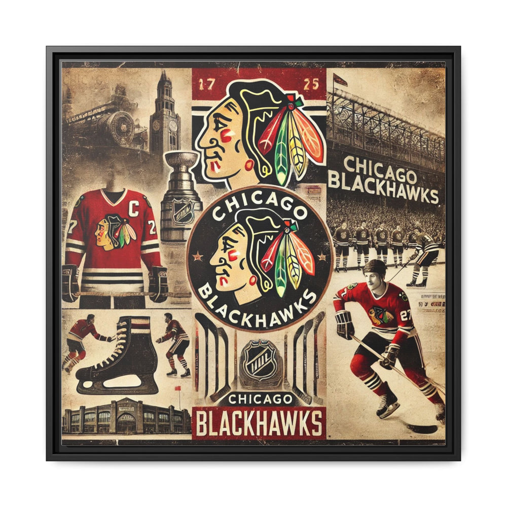 "Vintage Chicago Blackhawks"  - Matte Canvas, Framed