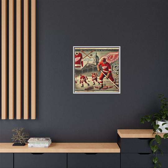 "Vintage Detroit Red Wings"  - Matte Canvas, Framed