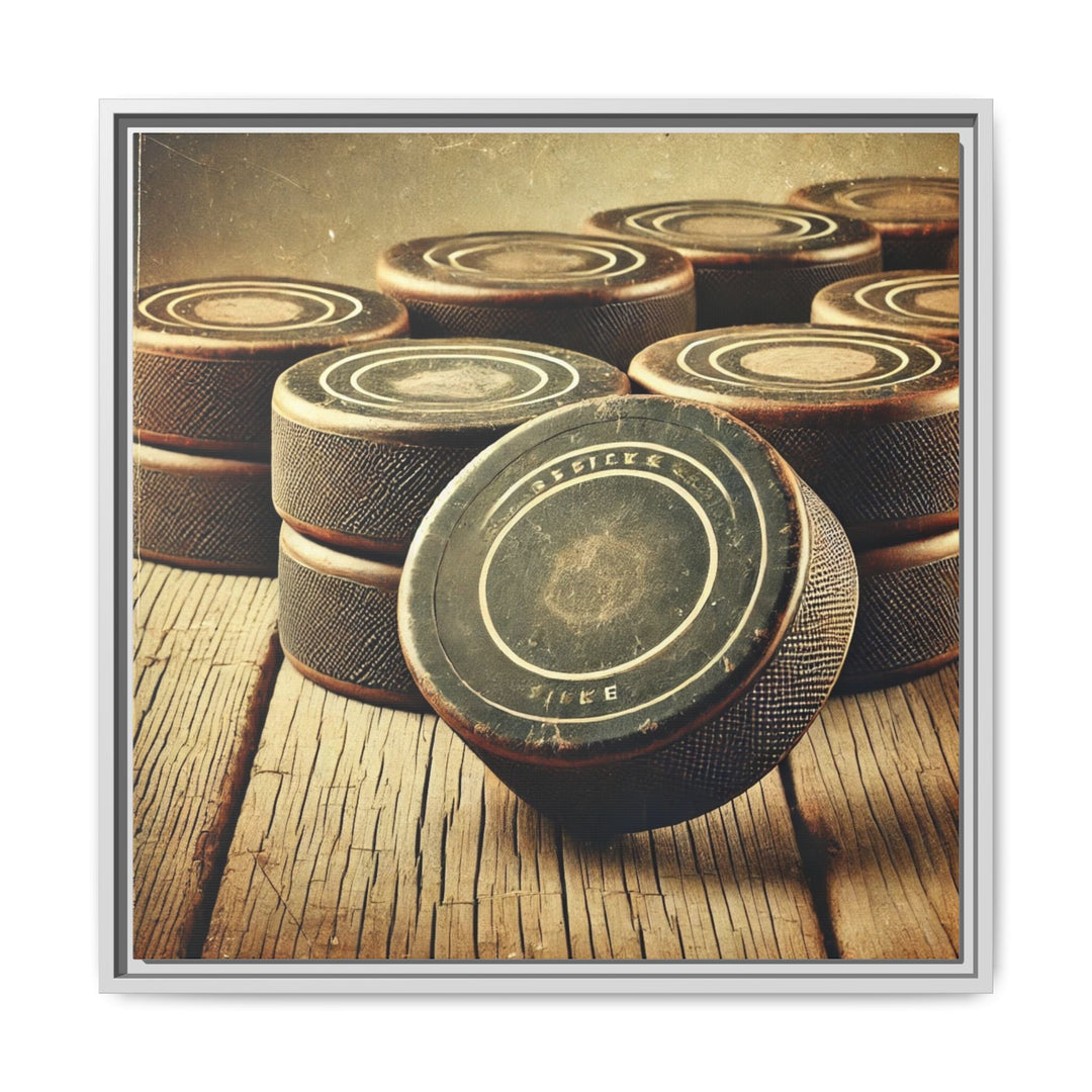 "Vintage Pucks"  - Matte Canvas, Framed