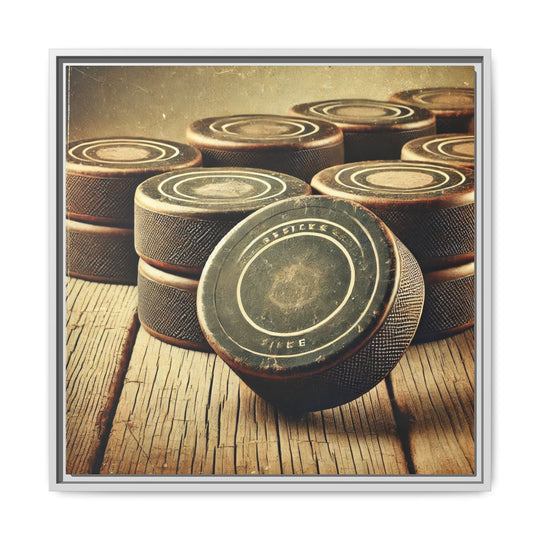 "Vintage Pucks"  - Matte Canvas, Framed