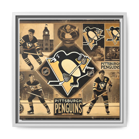 "Vintage Pittsburgh Penguins"  - Matte Canvas, Framed