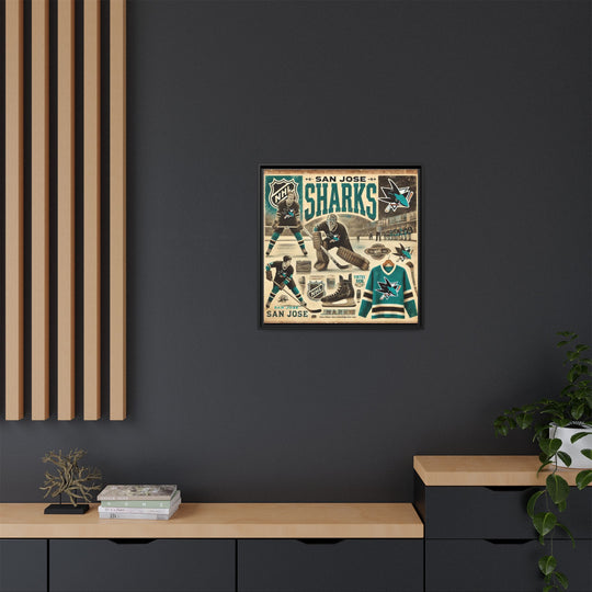 "Vintage San Jose Sharks"  - Matte Canvas, Framed
