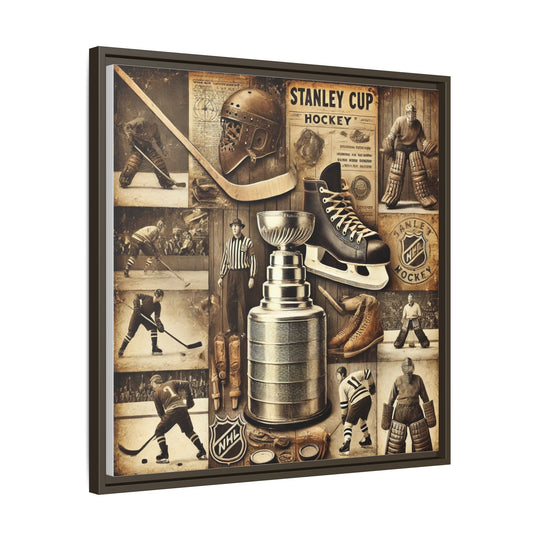 "Vintage Stanley Cup Hockey"  - Matte Canvas, Framed