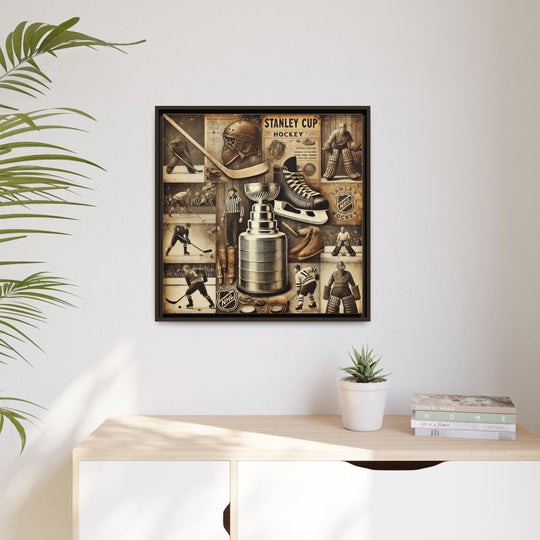 "Vintage Stanley Cup Hockey"  - Matte Canvas, Framed