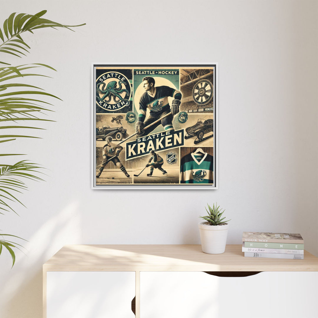 "Vintage Seattle Kraken"  - Matte Canvas, Framed