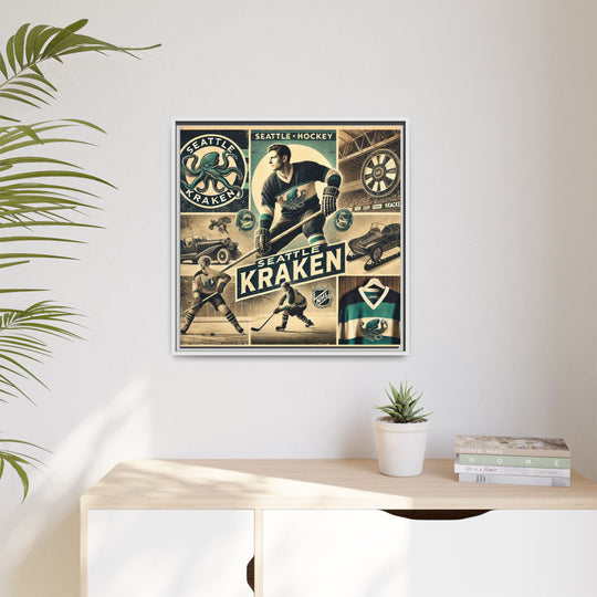 "Vintage Seattle Kraken"  - Matte Canvas, Framed
