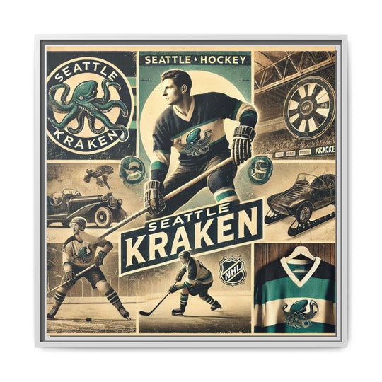 "Vintage Seattle Kraken"  - Matte Canvas, Framed