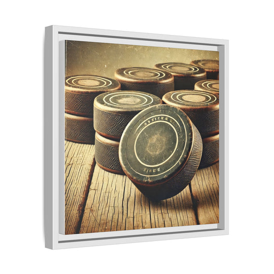 "Vintage Pucks"  - Matte Canvas, Framed