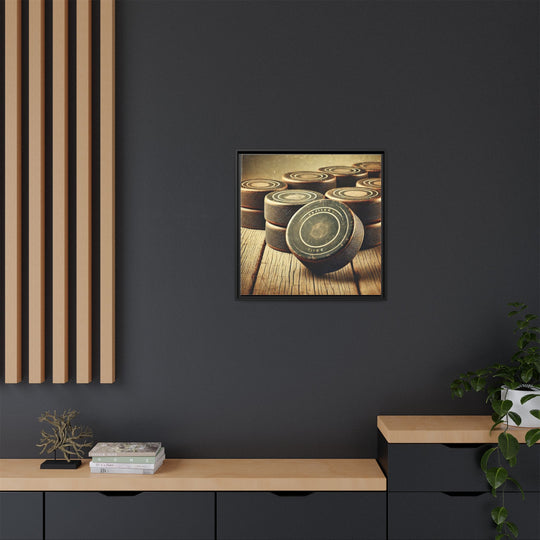"Vintage Pucks"  - Matte Canvas, Framed
