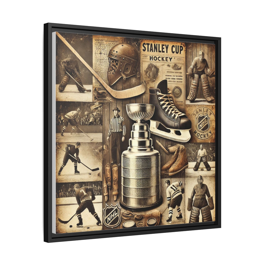 "Vintage Stanley Cup Hockey"  - Matte Canvas, Framed