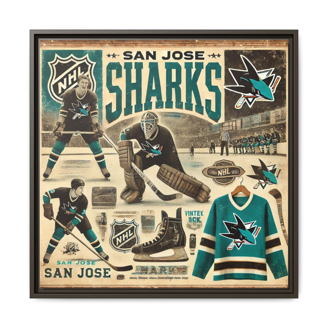 "Vintage San Jose Sharks"  - Matte Canvas, Framed