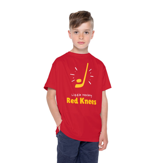 "Little Hockey Red Knees" - Kids Sports T-Shirt