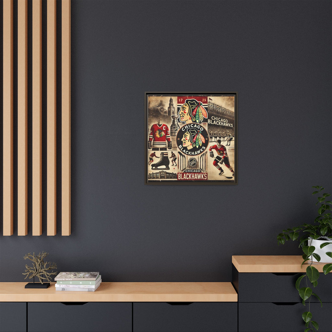 "Vintage Chicago Blackhawks"  - Matte Canvas, Framed