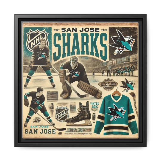 "Vintage San Jose Sharks"  - Matte Canvas, Framed