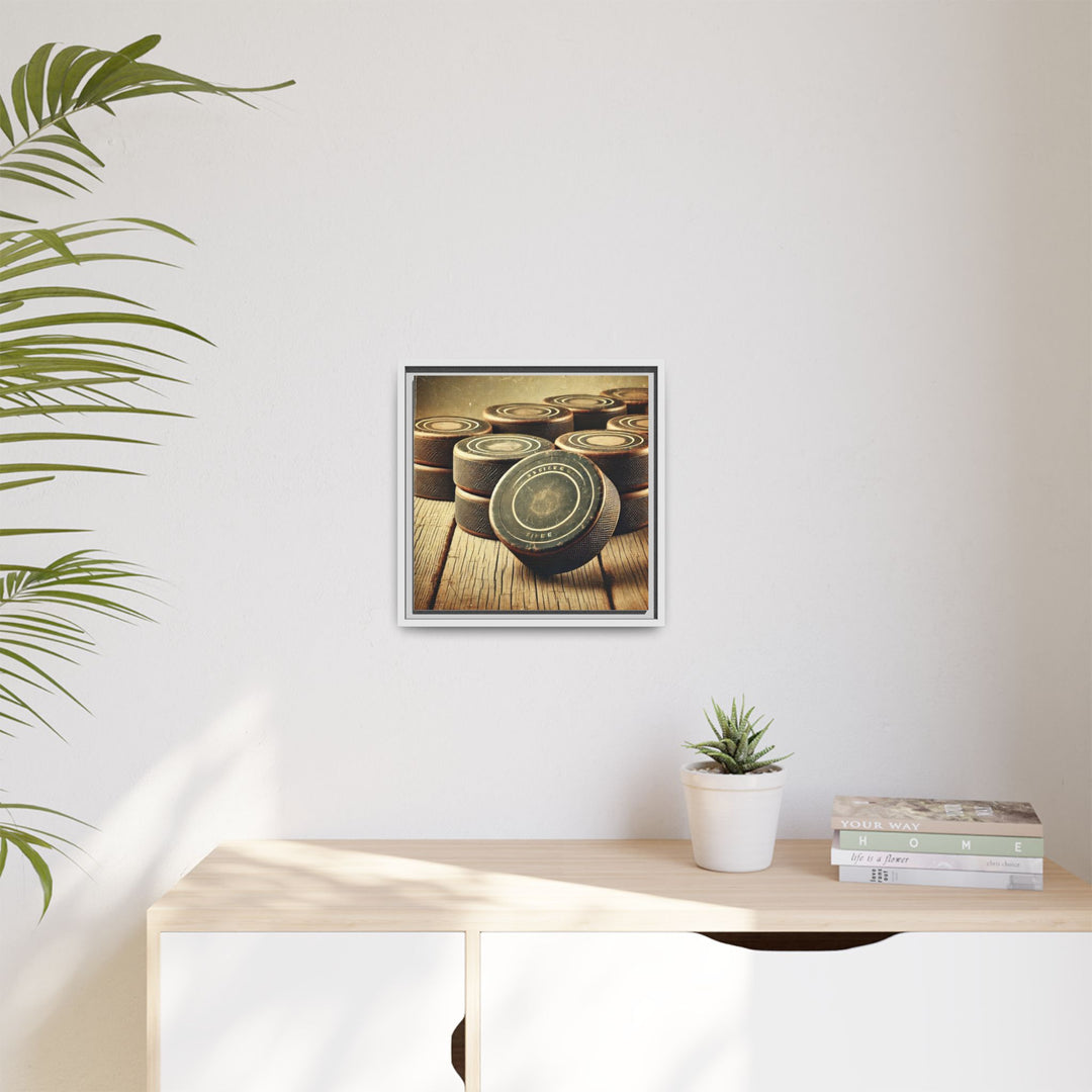 "Vintage Pucks"  - Matte Canvas, Framed