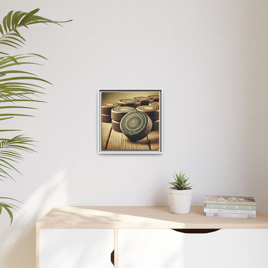 "Vintage Pucks"  - Matte Canvas, Framed