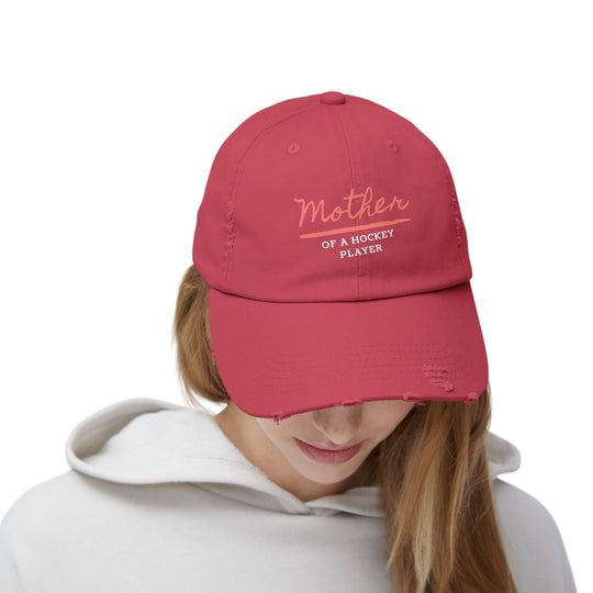 "Mother Of A Hockey Player" -  Distressed Cap