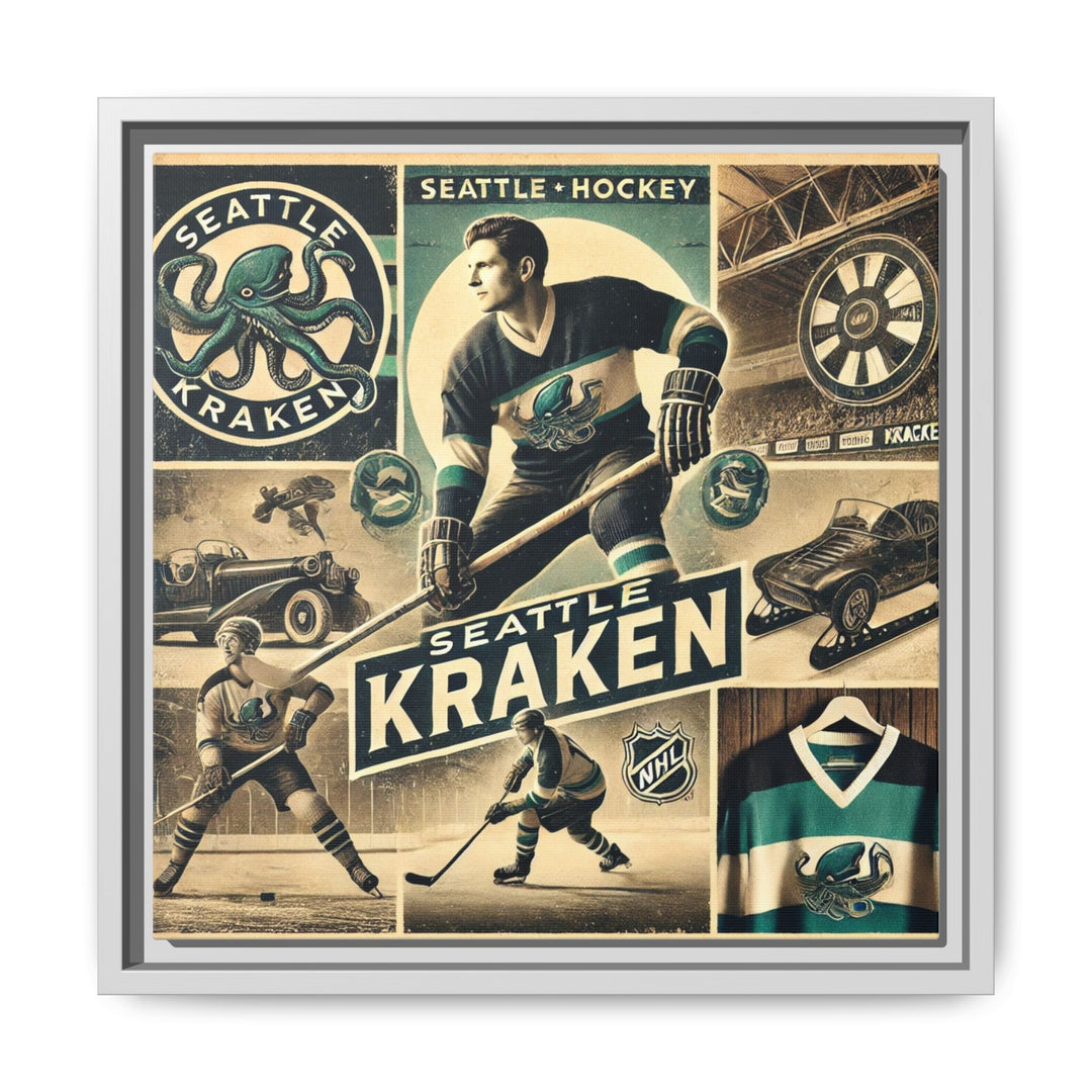 "Vintage Seattle Kraken"  - Matte Canvas, Framed