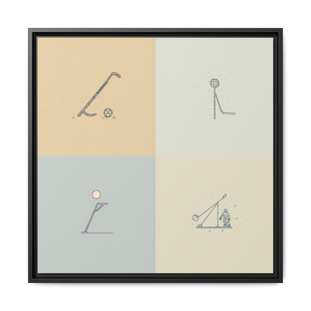 "Ball & Hockey"  - Matte Canvas, Framed